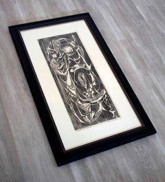 Mid-Century Modern John Richard Nartker Judgement of Solomon Signed Woodcut