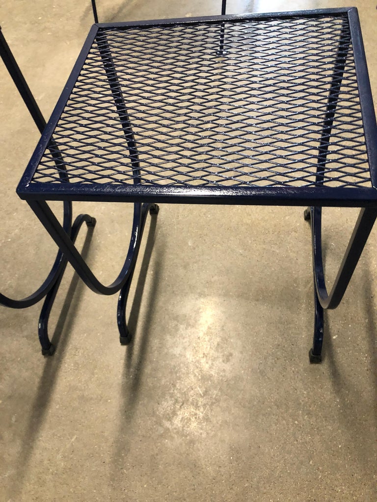 MidCentury Modern John Salterini Navy Wrought Iron S/3 Stacking Patio