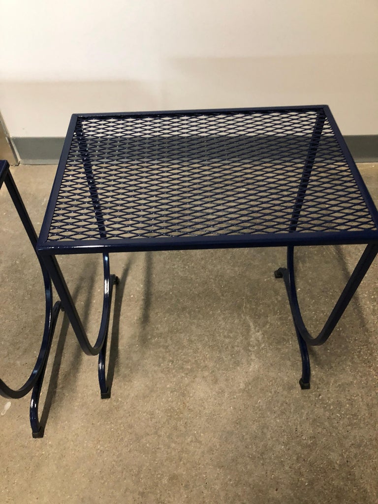 MidCentury Modern John Salterini Navy Wrought Iron S/3 Stacking Patio