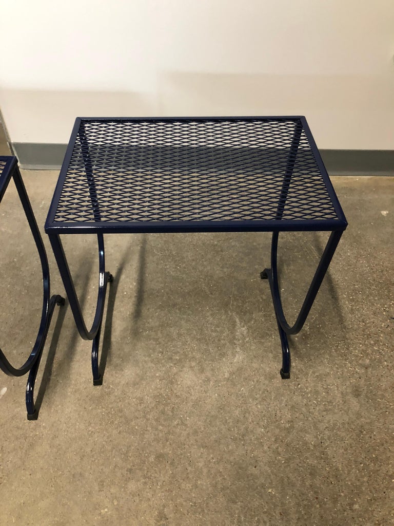 MidCentury Modern John Salterini Navy Wrought Iron S/3 Stacking Patio