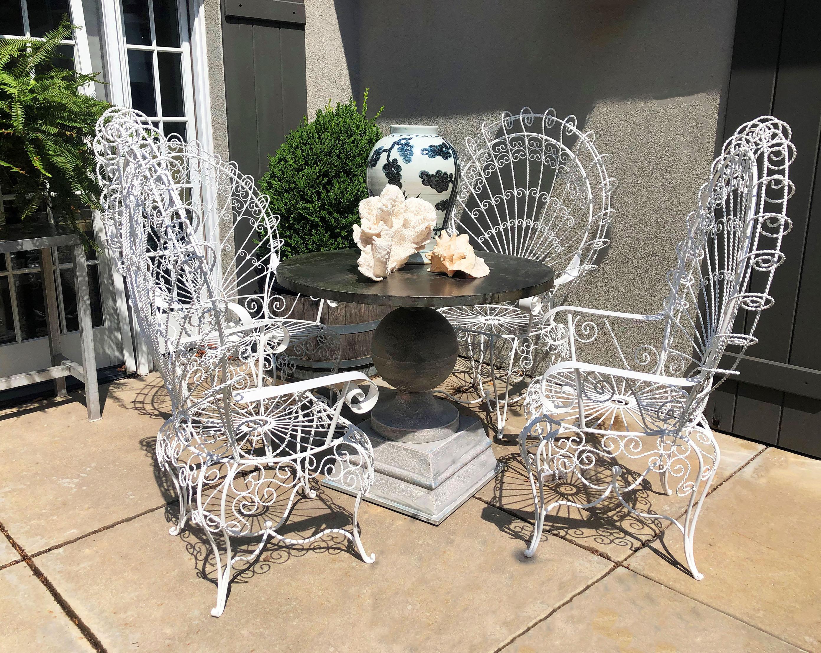 Mid-Century Modern John Salterini White Peacock Chairs Set of Four 1