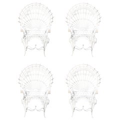 Mid-Century Modern John Salterini White Peacock Chairs Set of Four