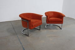 Pair of Mid-Century Modern Craft Associates Chrome Barrel Back Club Chairs