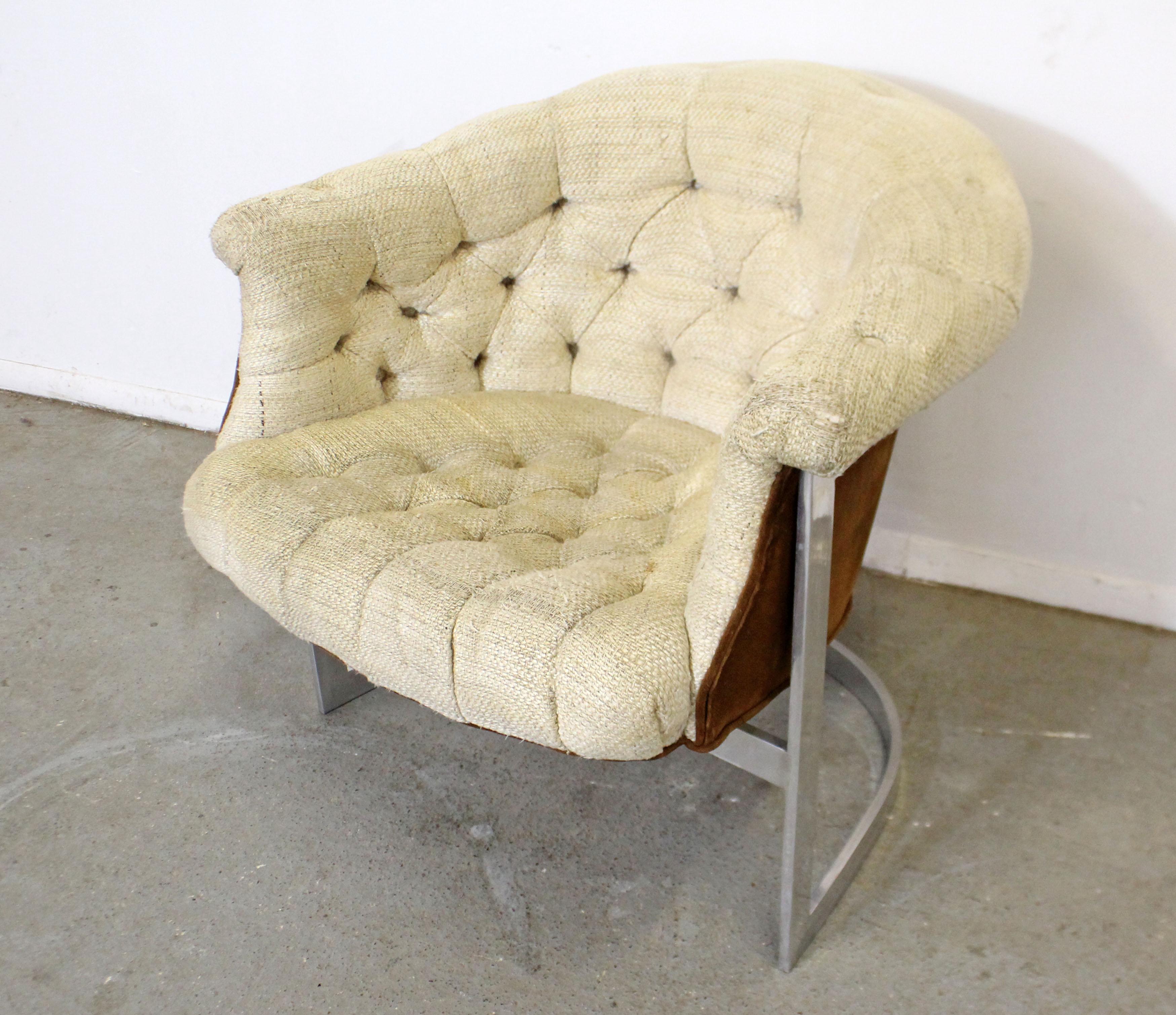 American Mid-Century Modern John Stuart Tufted Steel Base Lounge Chair