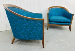 Mid-Century Modern John Stuart Walnut Upholstered Lounge Chairs - Set of 2