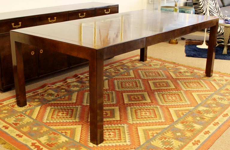 MidCentury Modern John Burl Wood Dining Table with 2 Leaves
