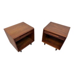 Used Mid-Century Modern John Widdicomb Walnut Nightstands - Set of 2