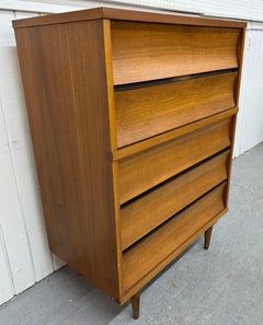 Mid-Century Modern Johnson Carper Walnut Concave High Chest