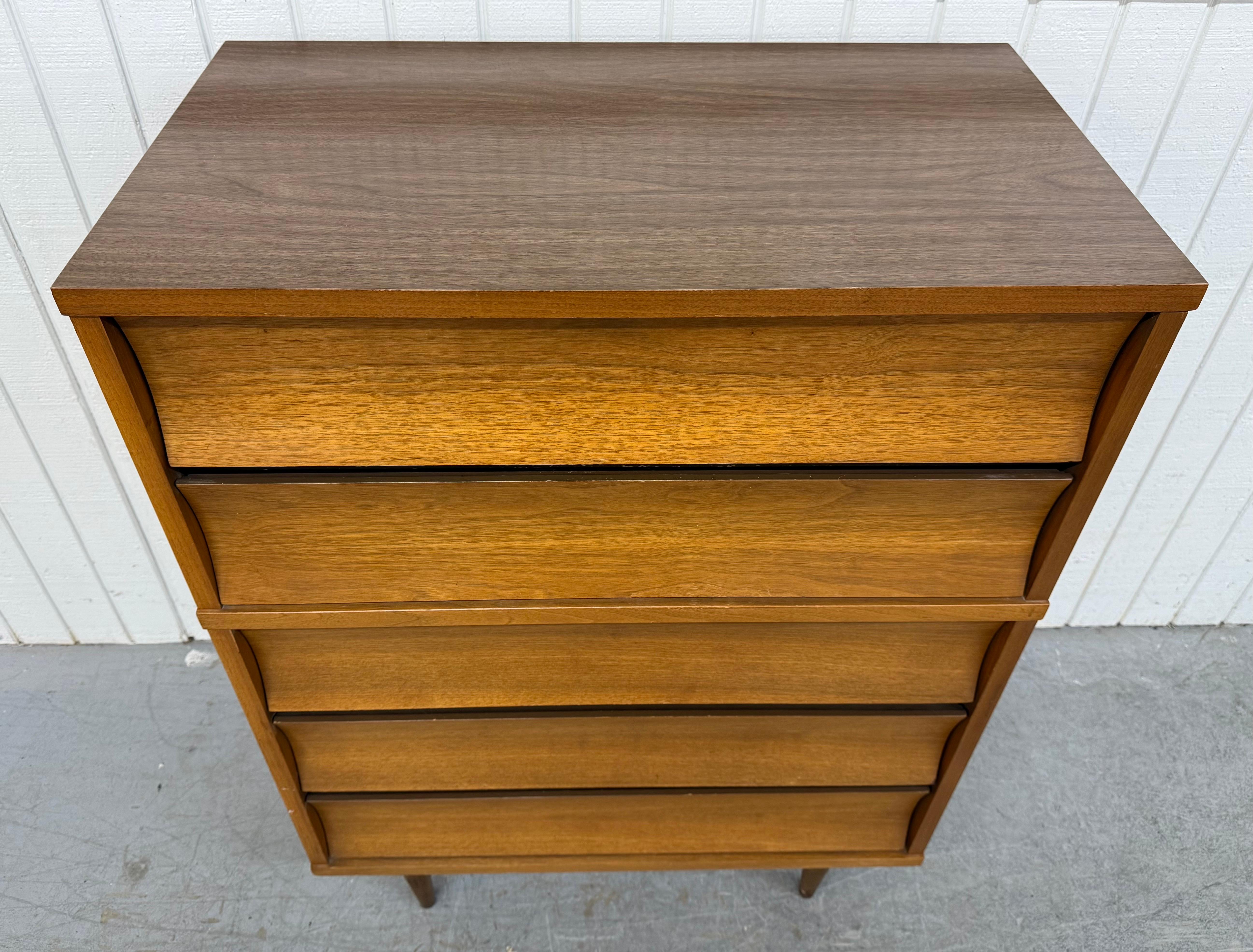 American Mid-Century Modern Johnson Carper Walnut Concave High Chest