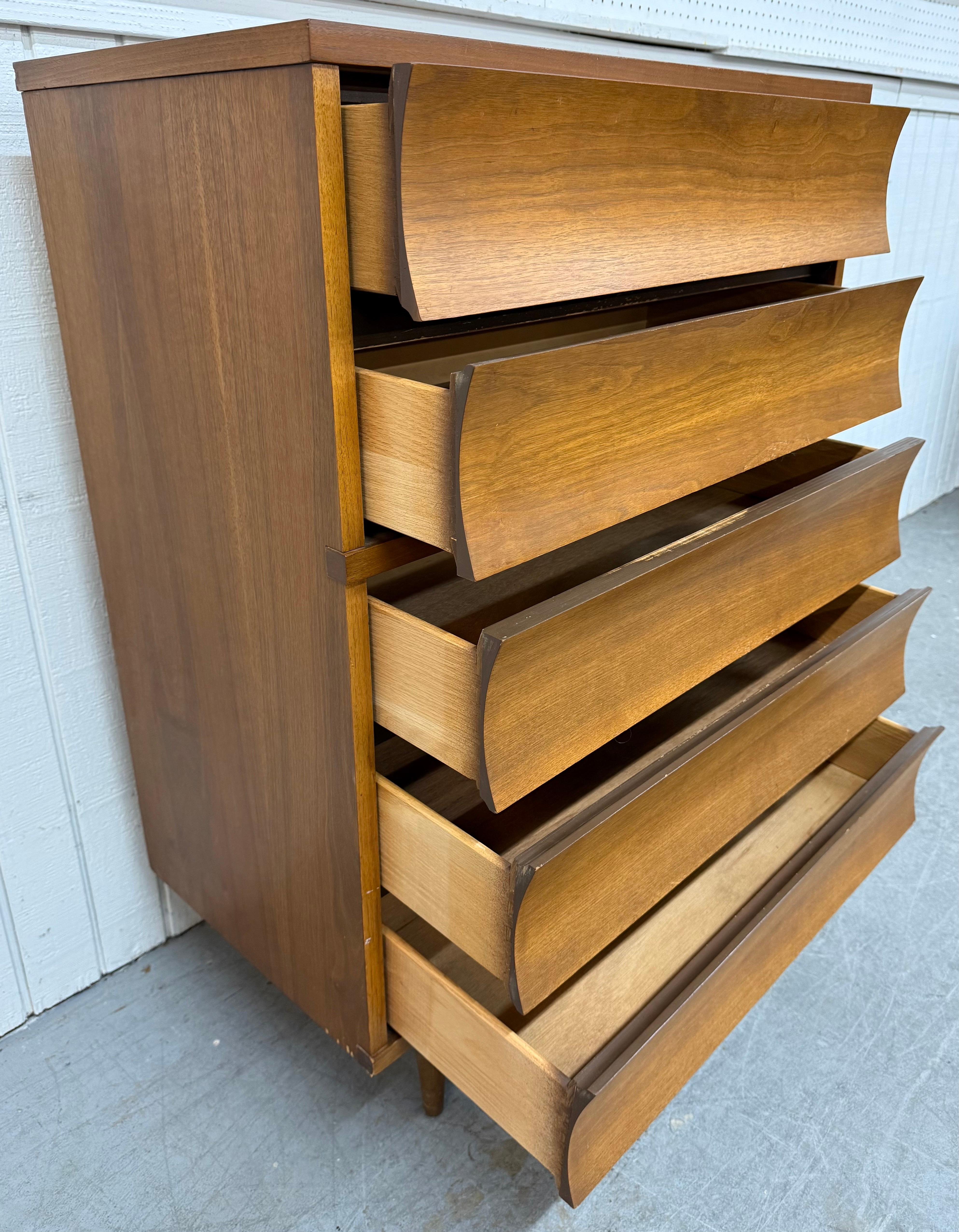 20th Century Mid-Century Modern Johnson Carper Walnut Concave High Chest