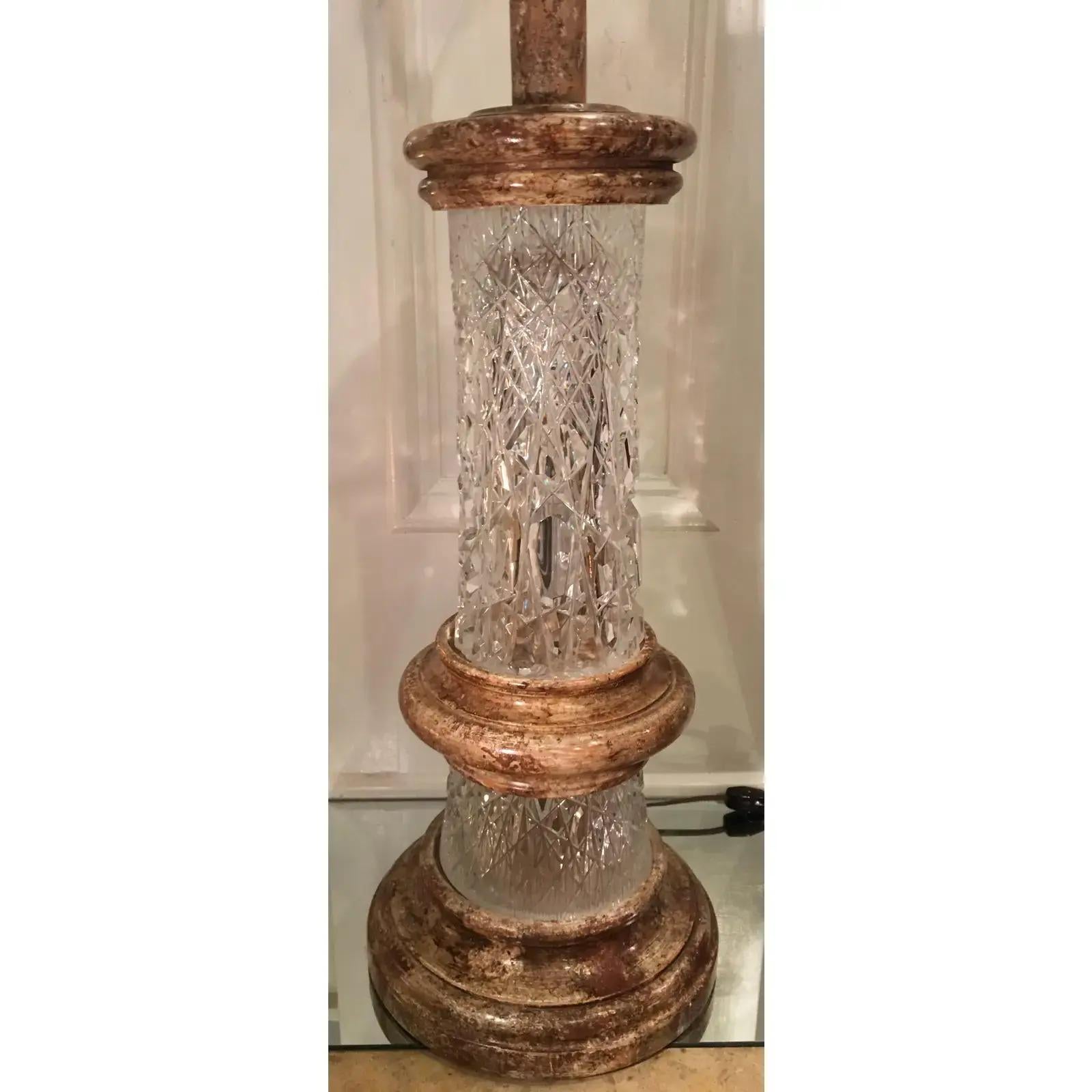 Mid-Century Modern Josef Pravec Modernist Cut Austrian Crystal Table Lamp In Good Condition For Sale In LOS ANGELES, CA