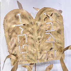 Mid-Century Modern Judaica Metal Sculpture of the Ten Commandments Tablets