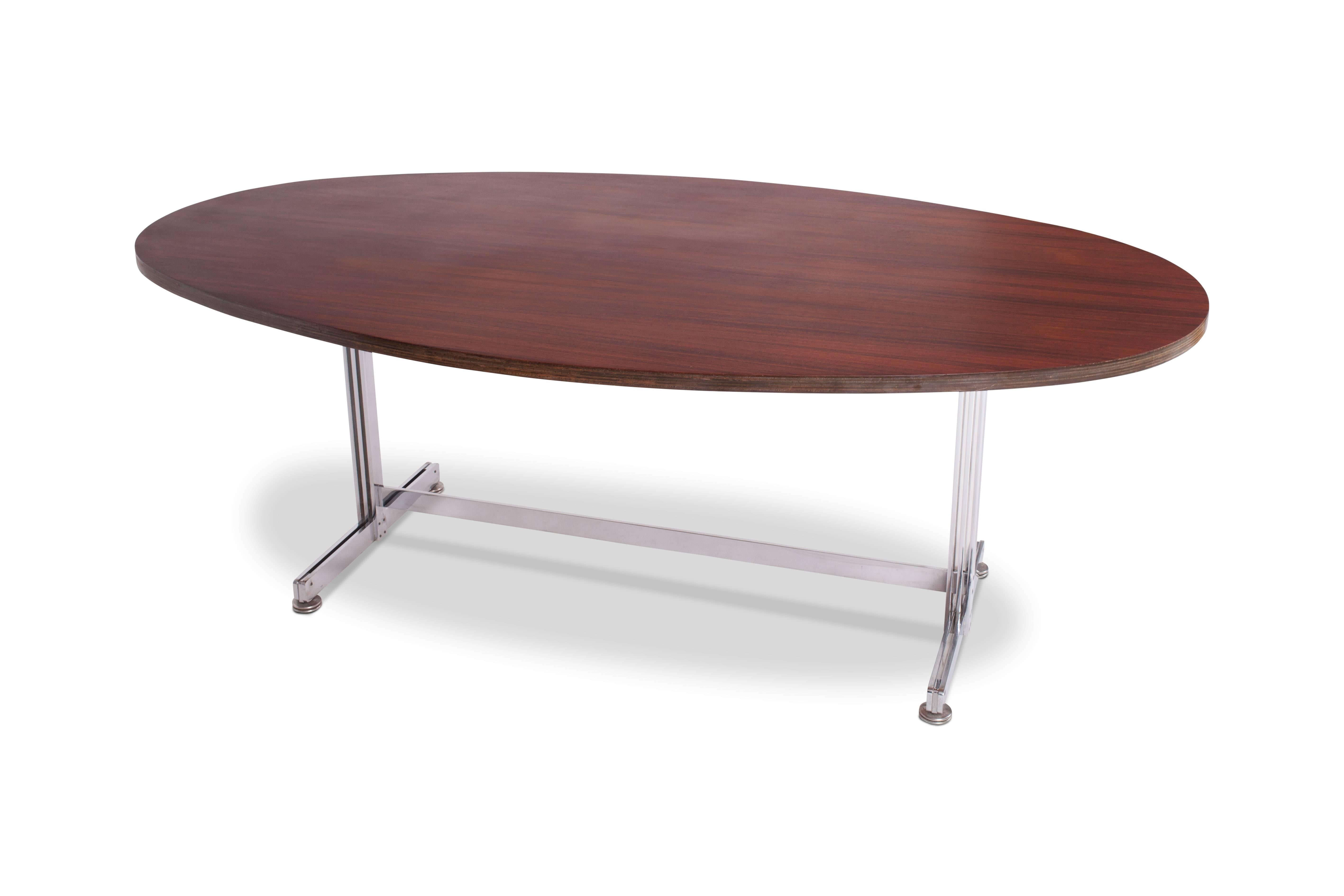 Mid-Century Modern Mid-century modern Jules Wabbes Oval Dining Table for Mobilier Universel