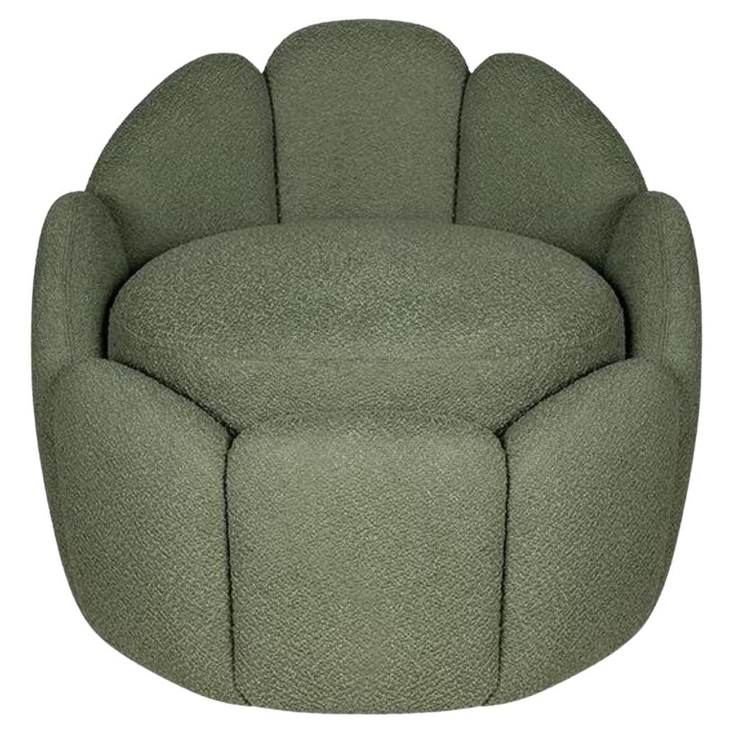 Sgabello Julie di metà secolo moderno in ottone con tessuto Kirkby