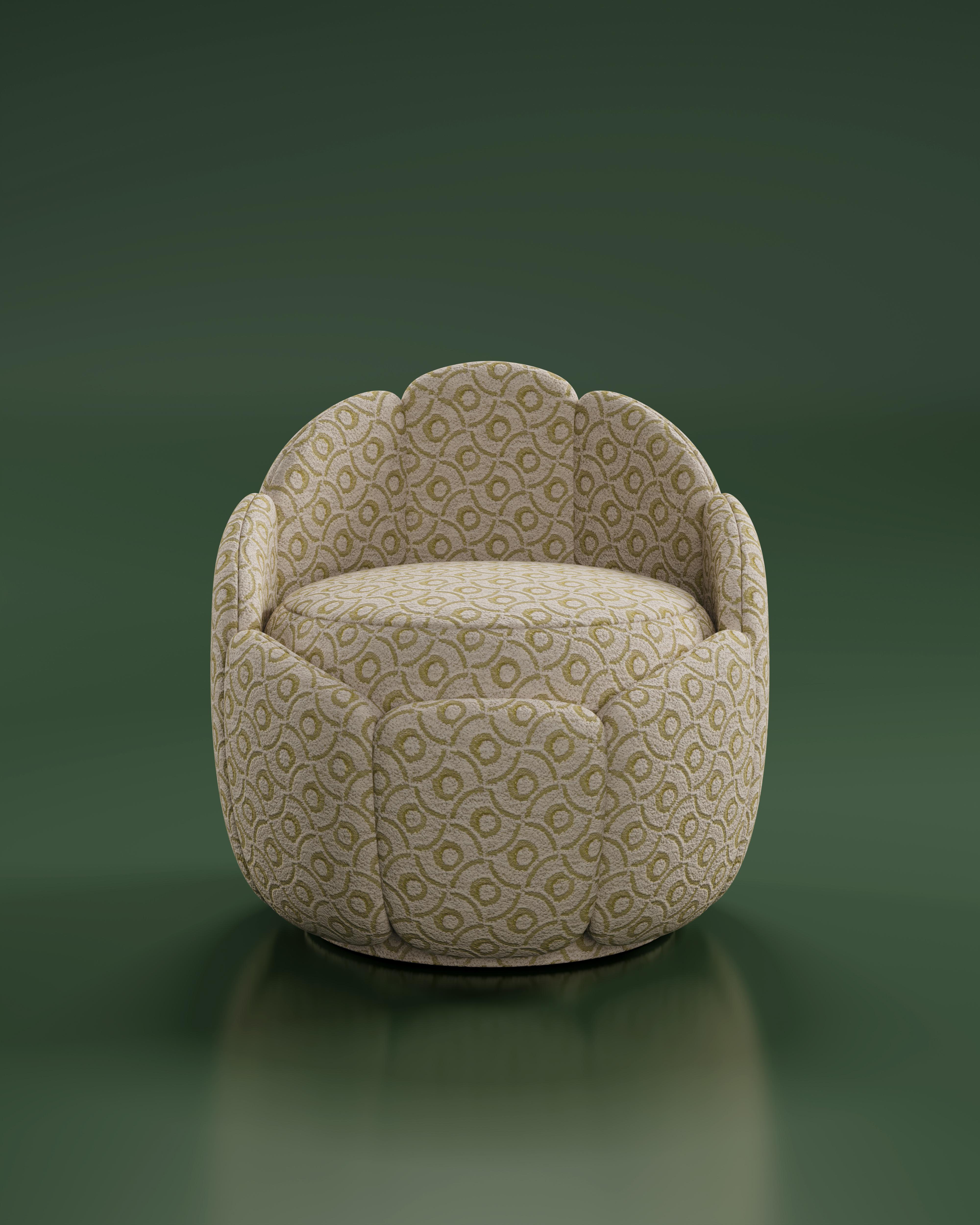 Sgabello Julie di metà secolo moderno in ottone con tessuto Kirkby in vendita 5