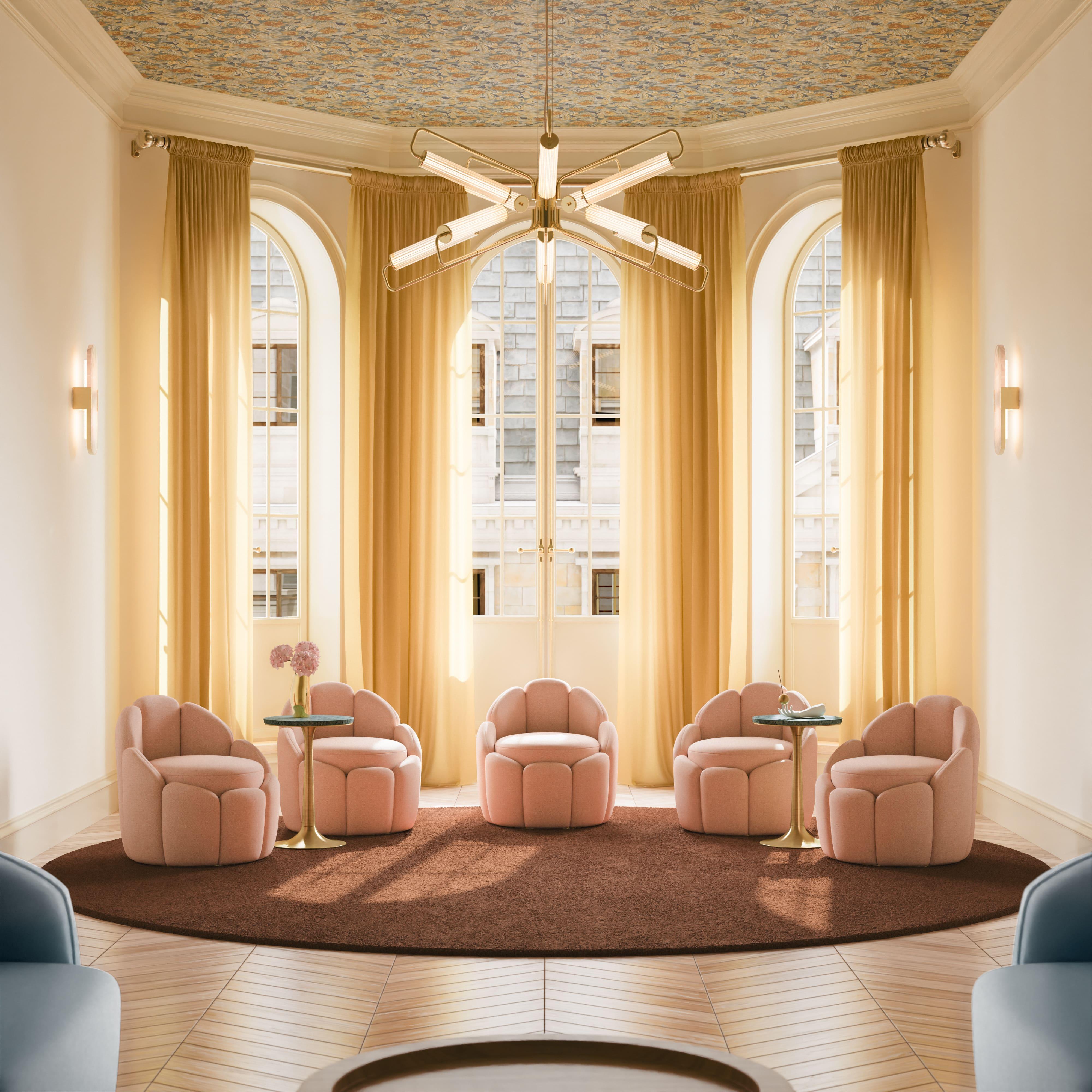 Sgabello Julie di metà secolo moderno in ottone con tessuto Kirkby in vendita 6