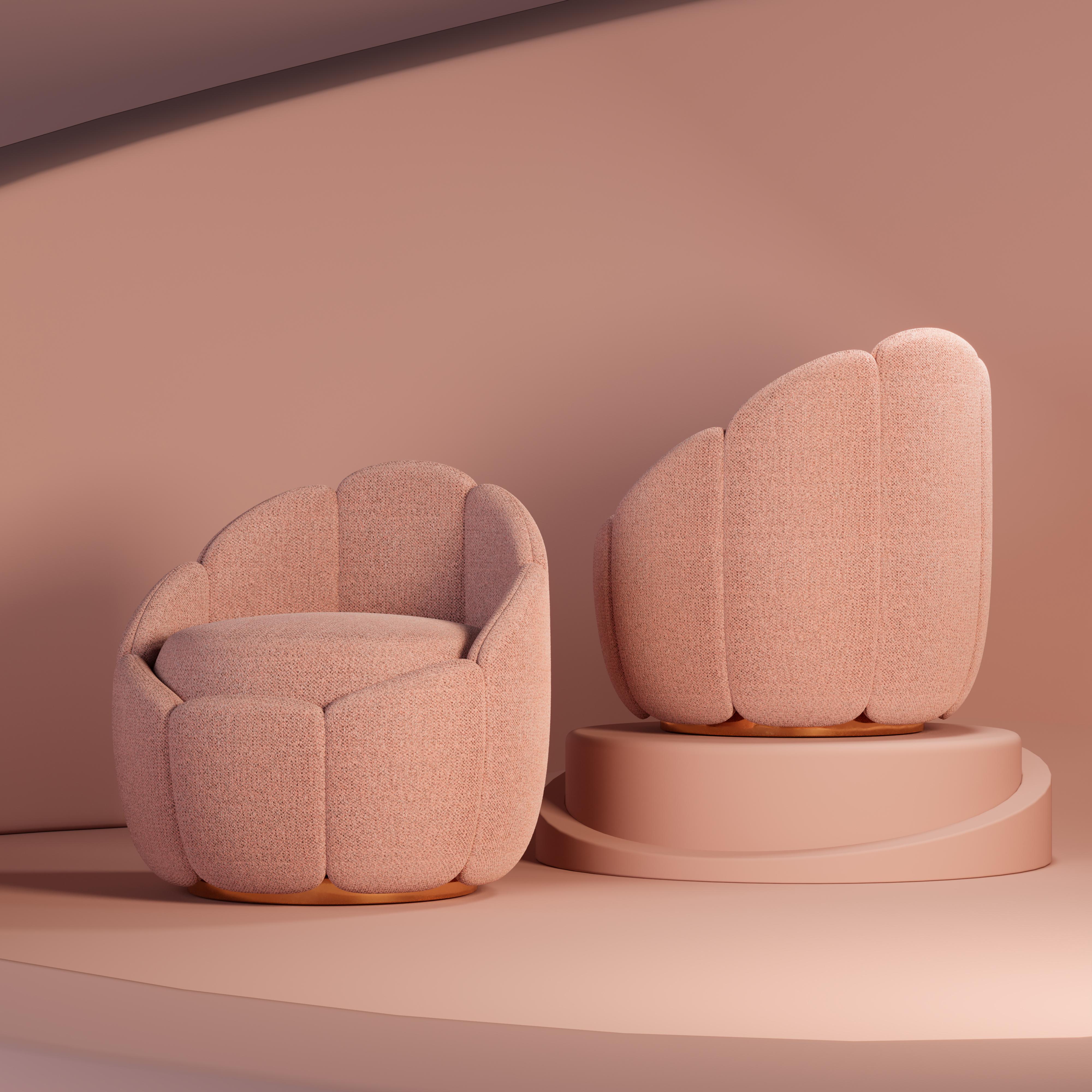 Sgabello Julie di metà secolo moderno in ottone con tessuto Kirkby in vendita 1