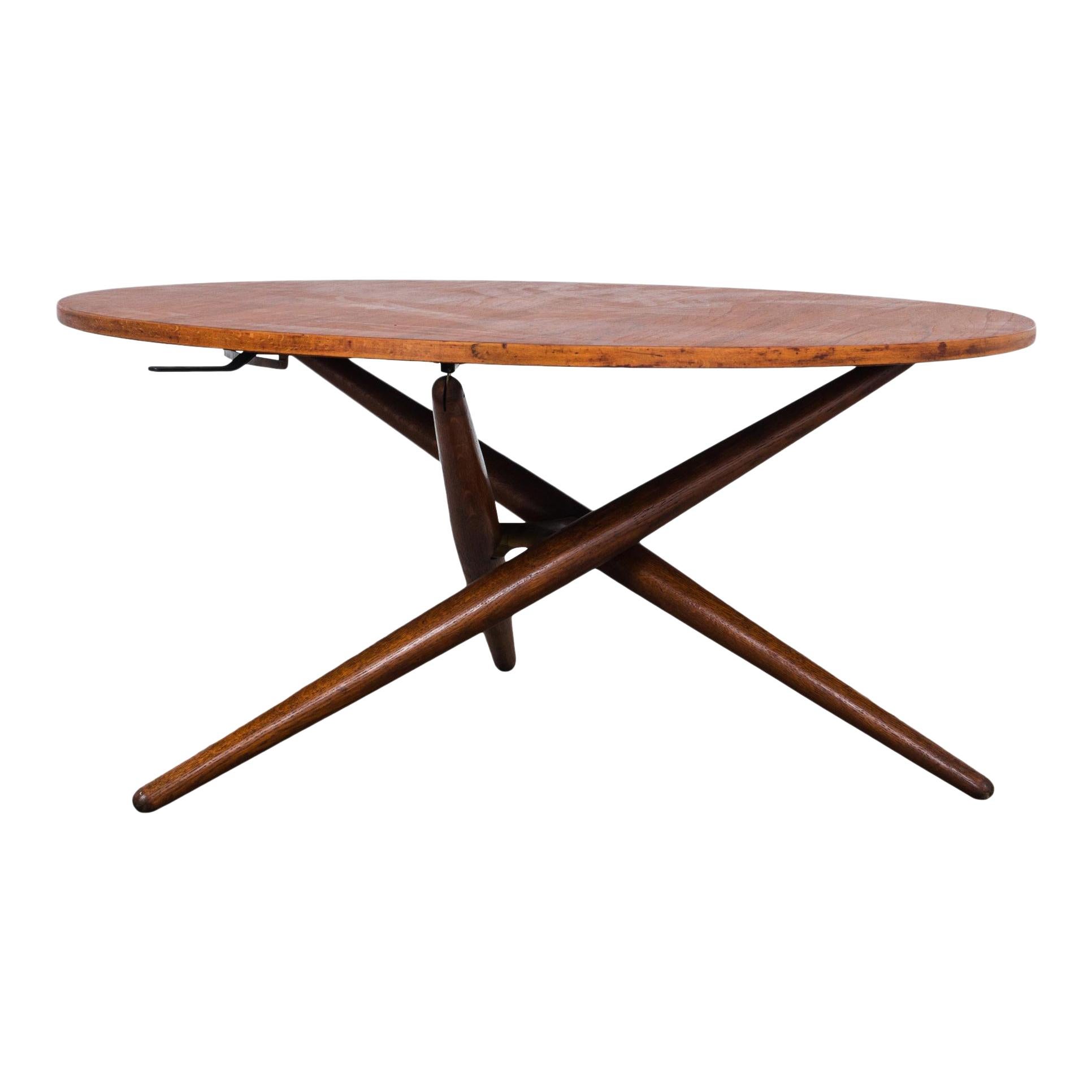 Mid-Century Modern Jurg Bally Adjustable Wooden Table