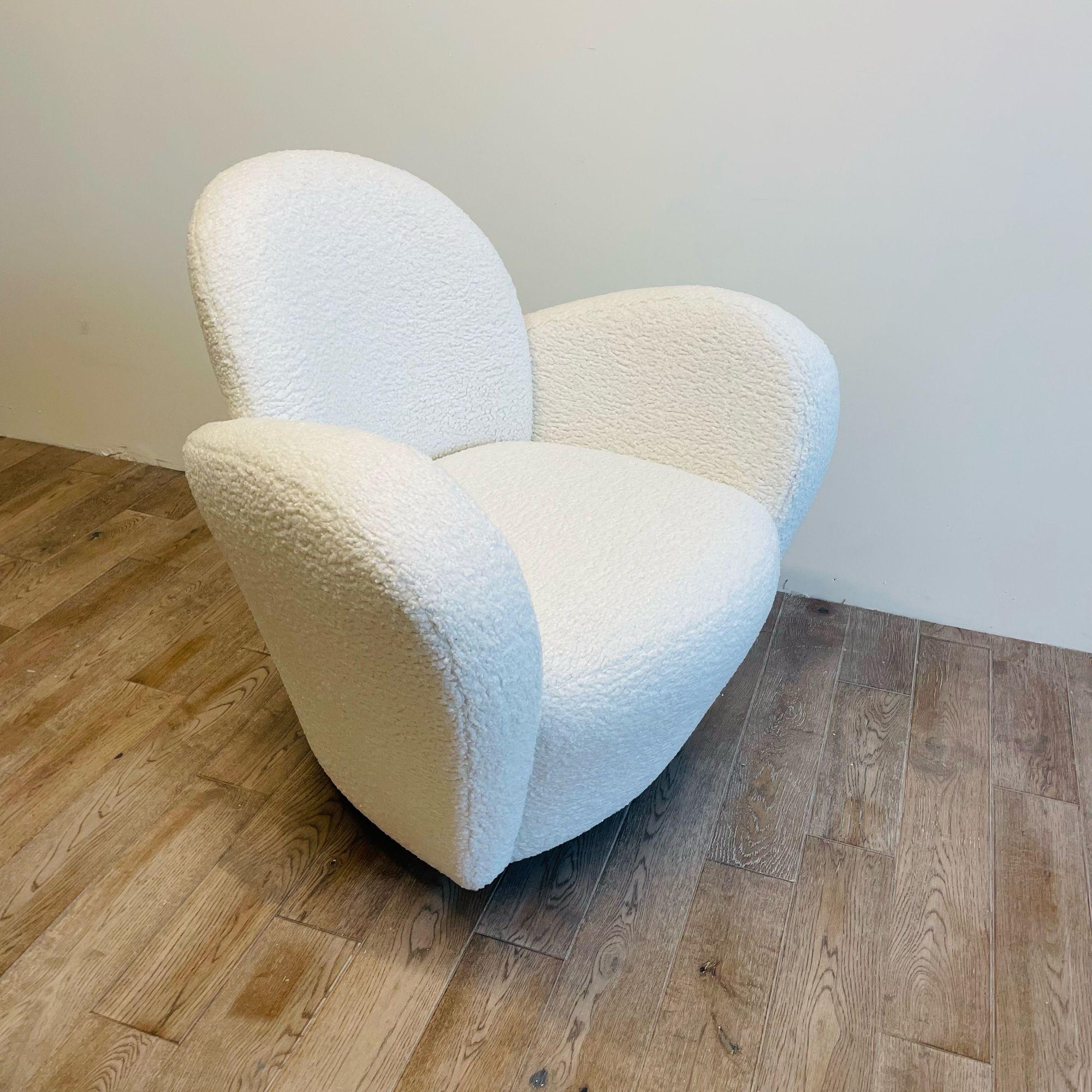 Mid-Century Modern Swivel / Lounge Chair, Michael Wolk, Bouclé 2