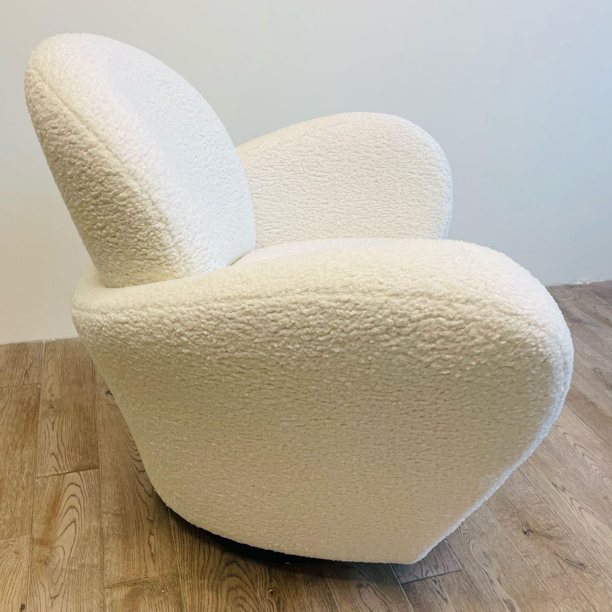 Mid-Century Modern Swivel / Lounge Chair, Michael Wolk, Bouclé 3