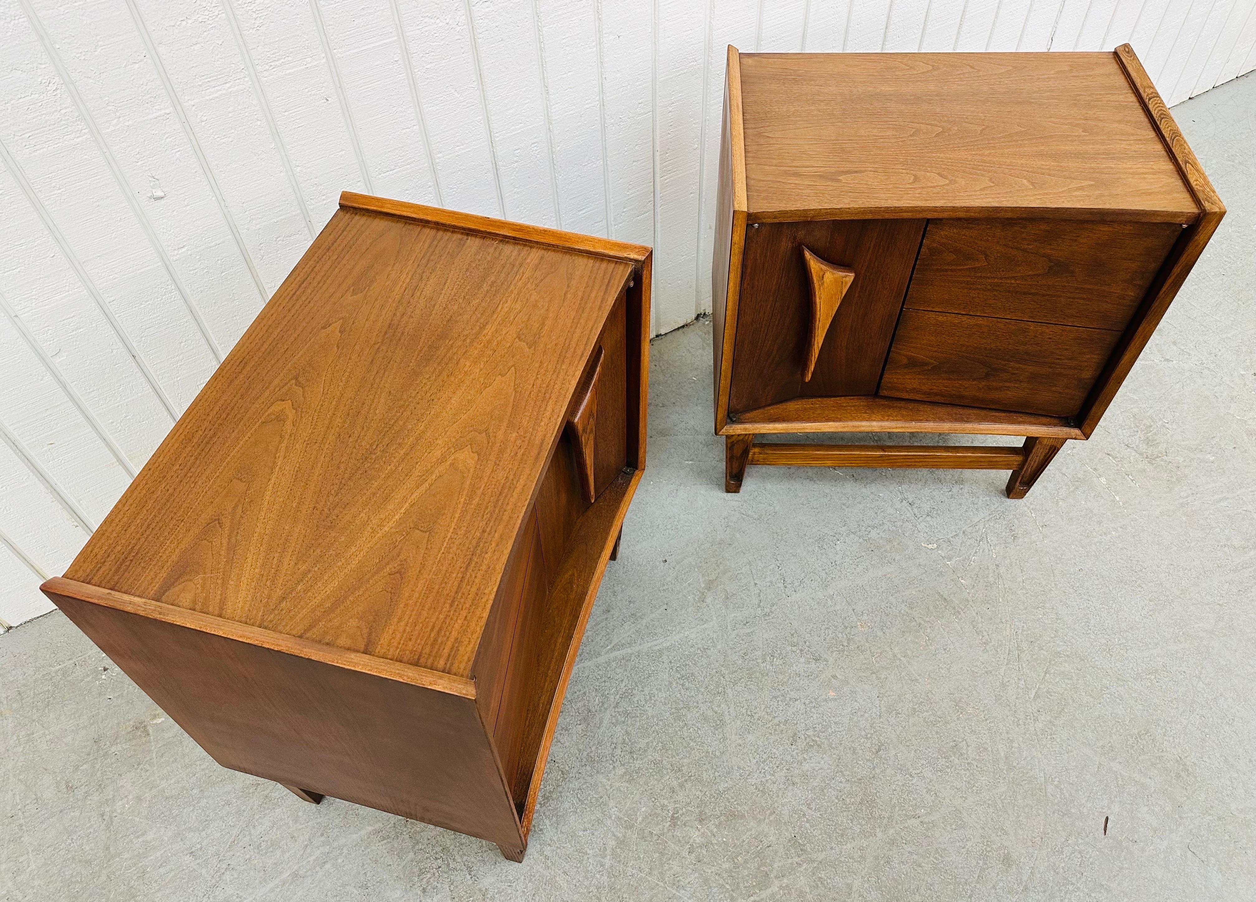 Wood Mid-Century Modern Kagan Style Walnut Nightstands - Set of 2