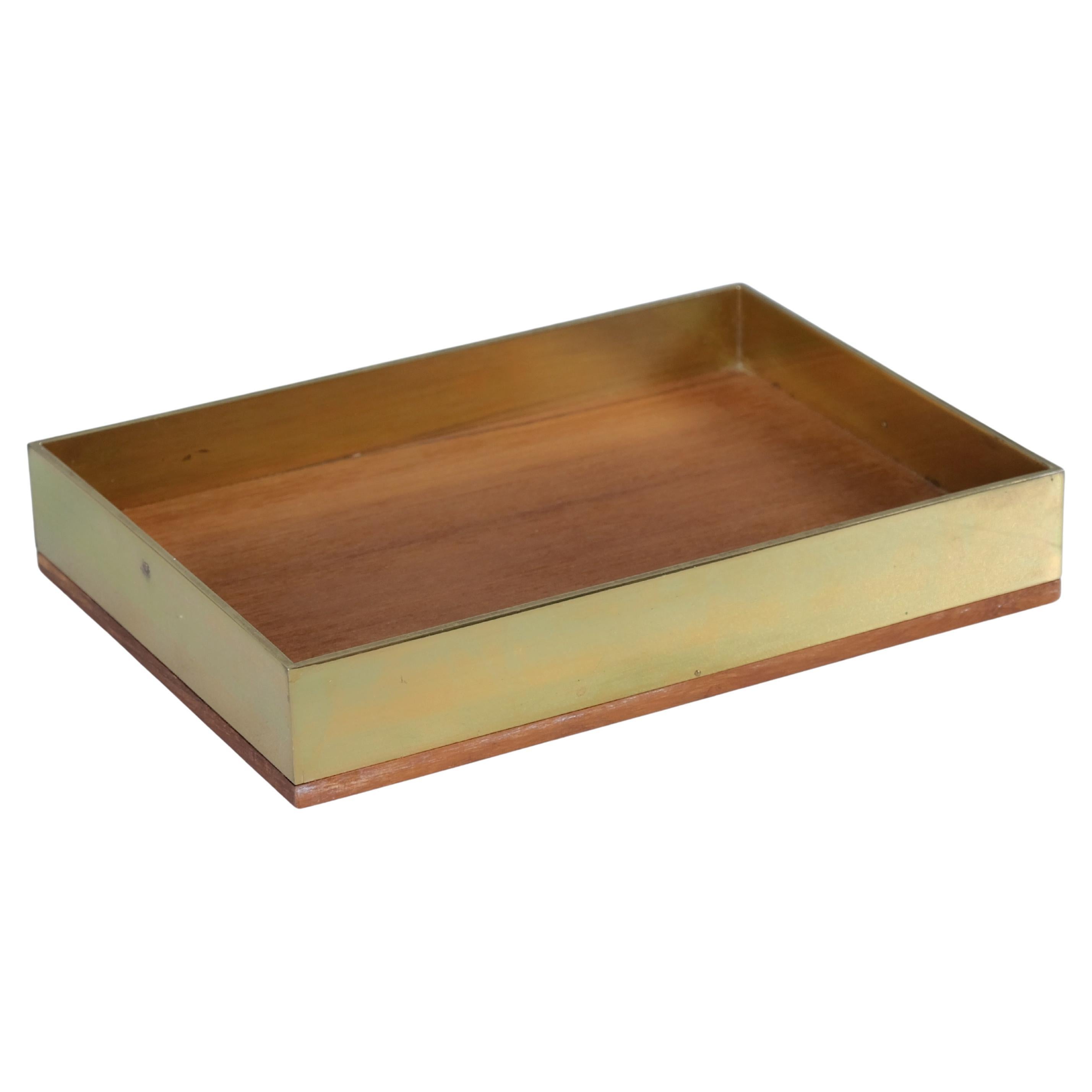 Mid-Century Modern Kaija Aarikka Brass & Teak Tray, Finland 1960s