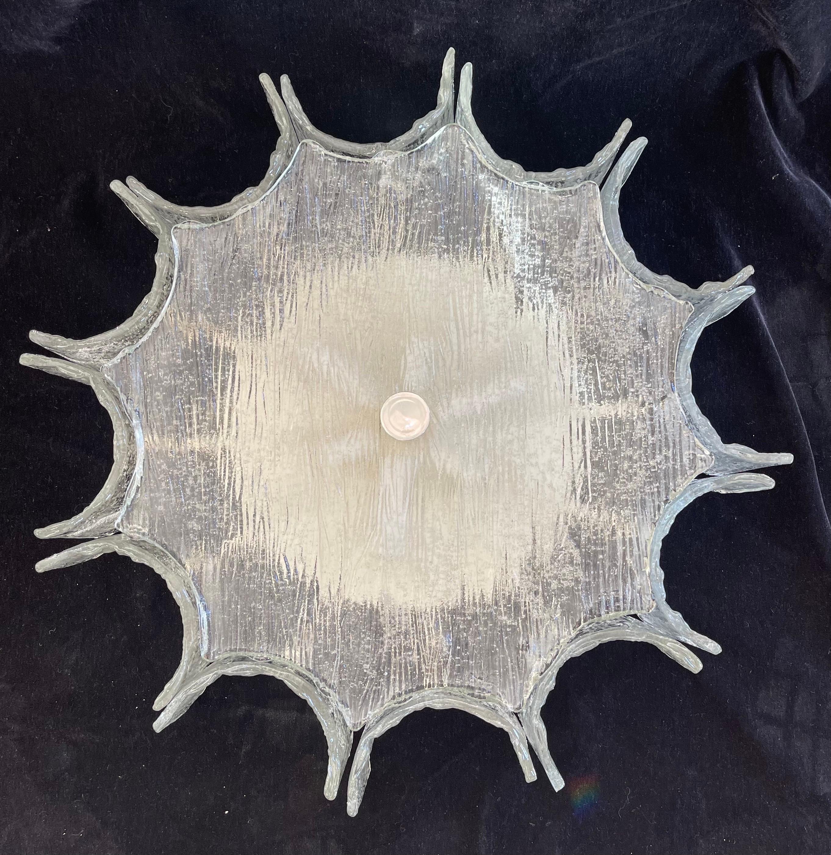 Allemand Luminaire à encastrer en verre d'art Murano courbé et étoilé Kaiser Mid-Century Modern en vente