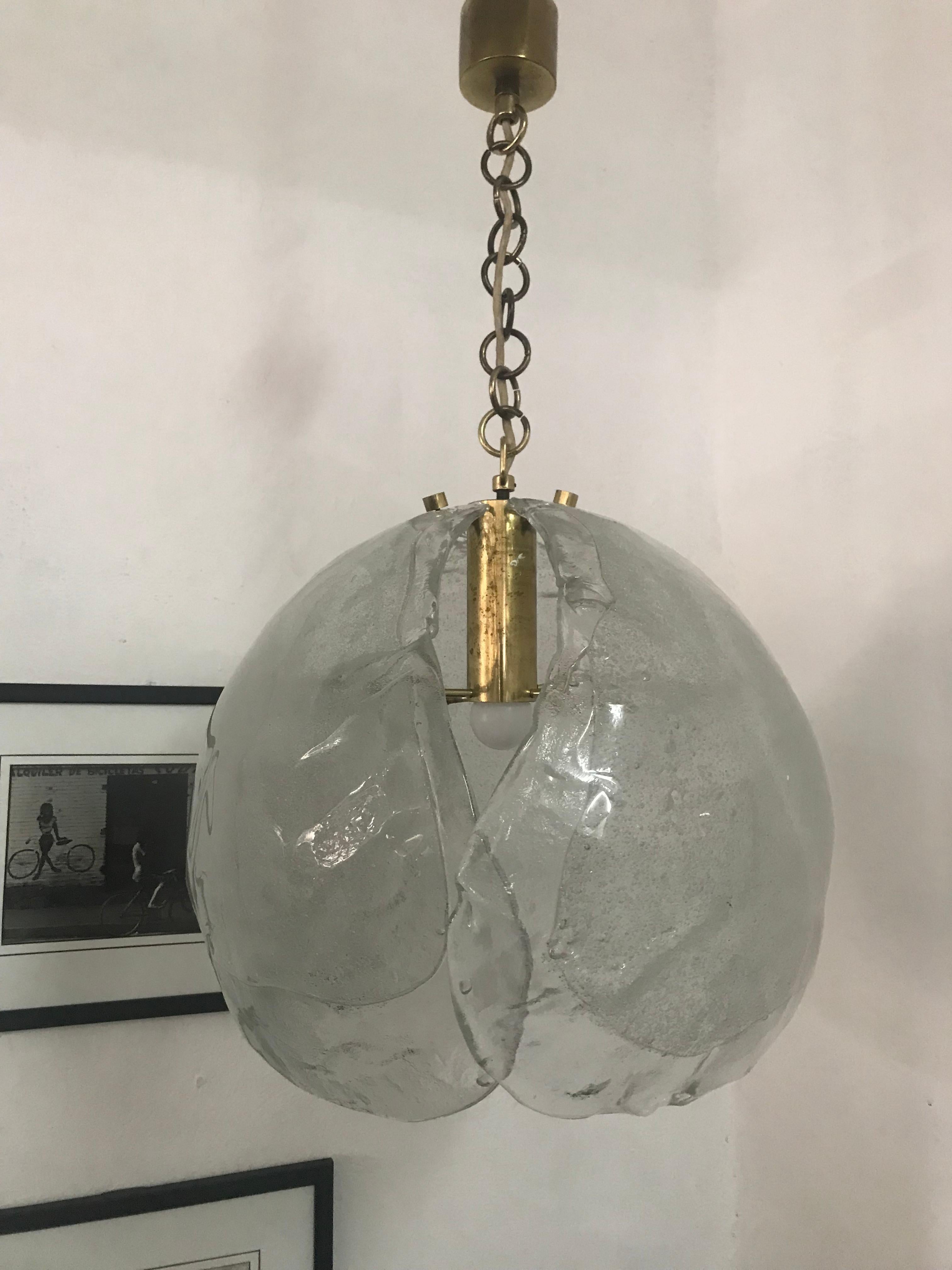 Lampadario moderno di metà secolo Kaiser Leuchten con vetro Mazzega in vendita 2