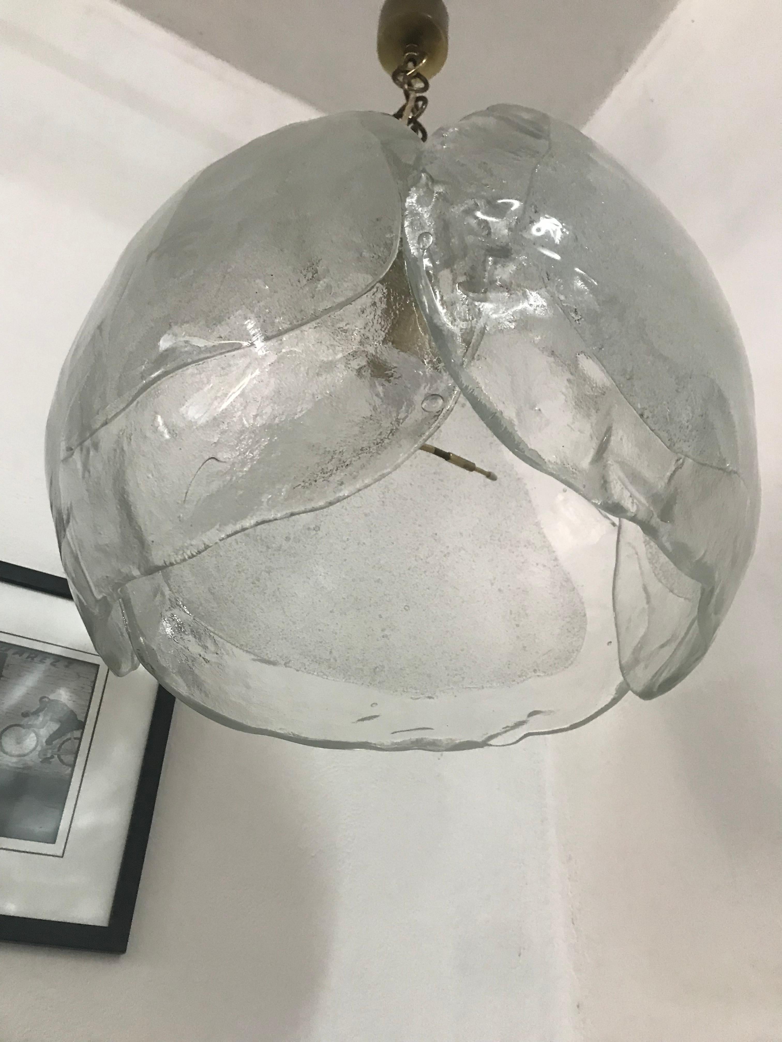 Lampadario moderno di metà secolo Kaiser Leuchten con vetro Mazzega in vendita 3