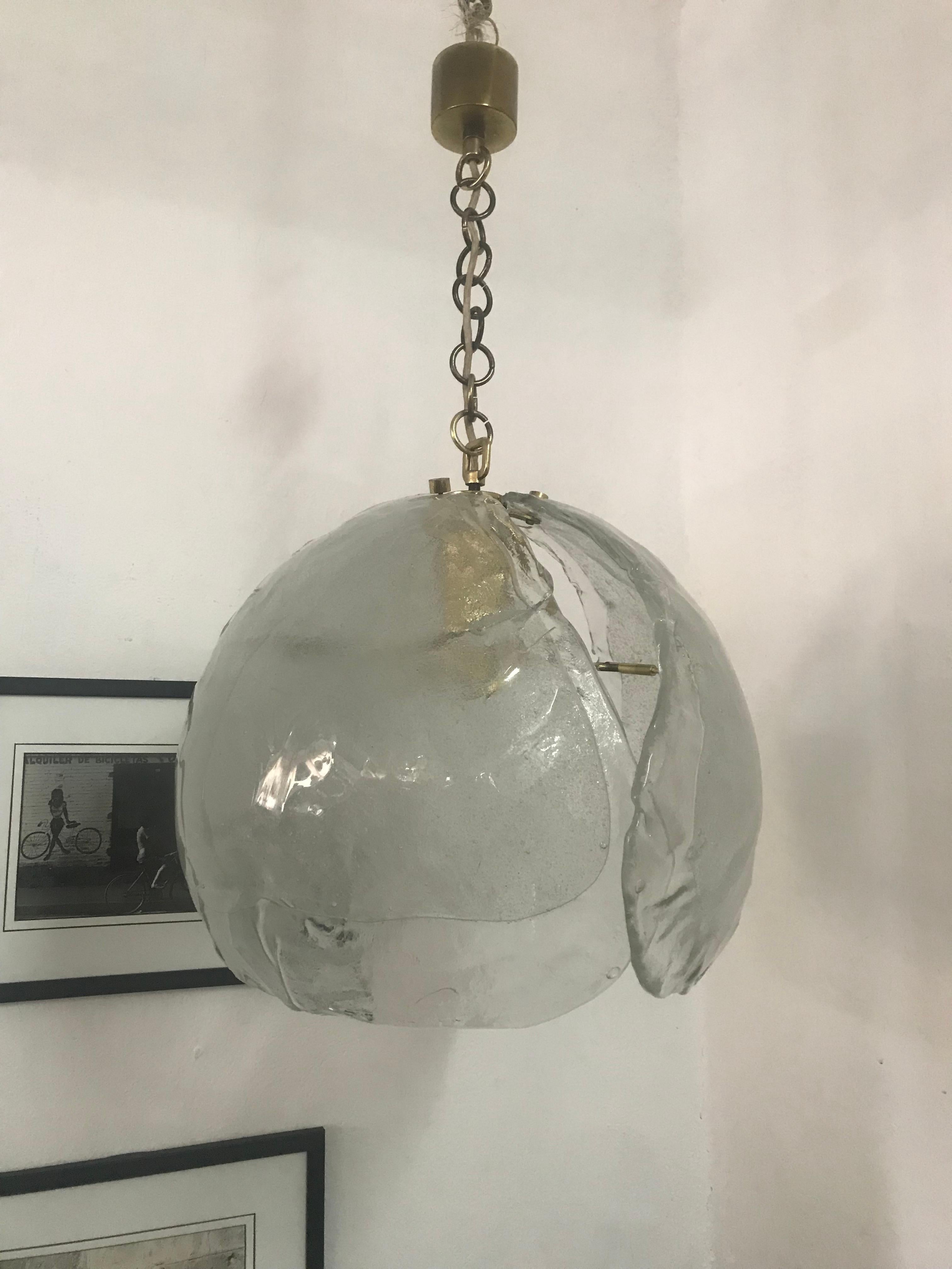 Fatto a mano Lampadario moderno di metà secolo Kaiser Leuchten con vetro Mazzega in vendita