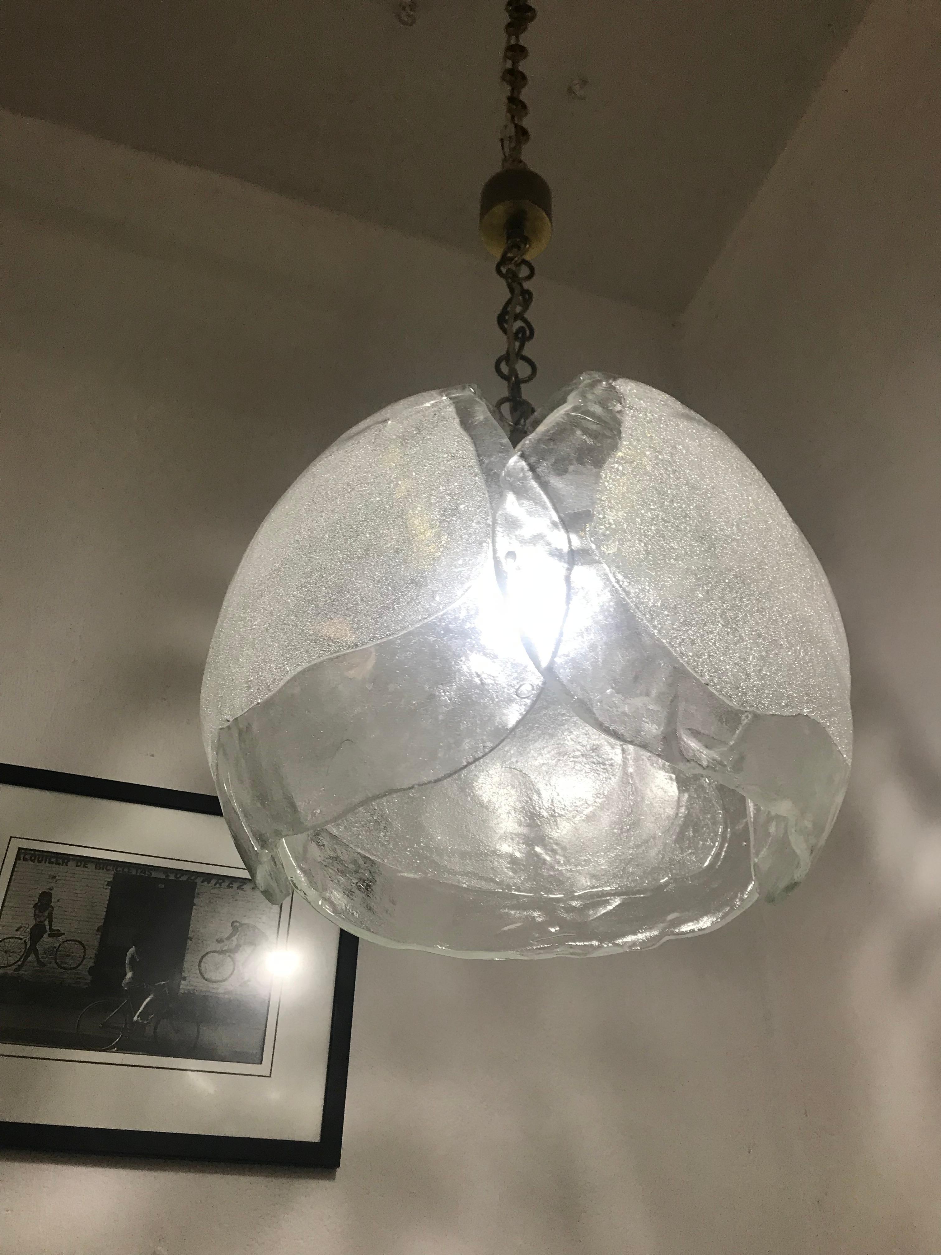 Lampadario moderno di metà secolo Kaiser Leuchten con vetro Mazzega In condizioni buone in vendita a Merida, Yucatan