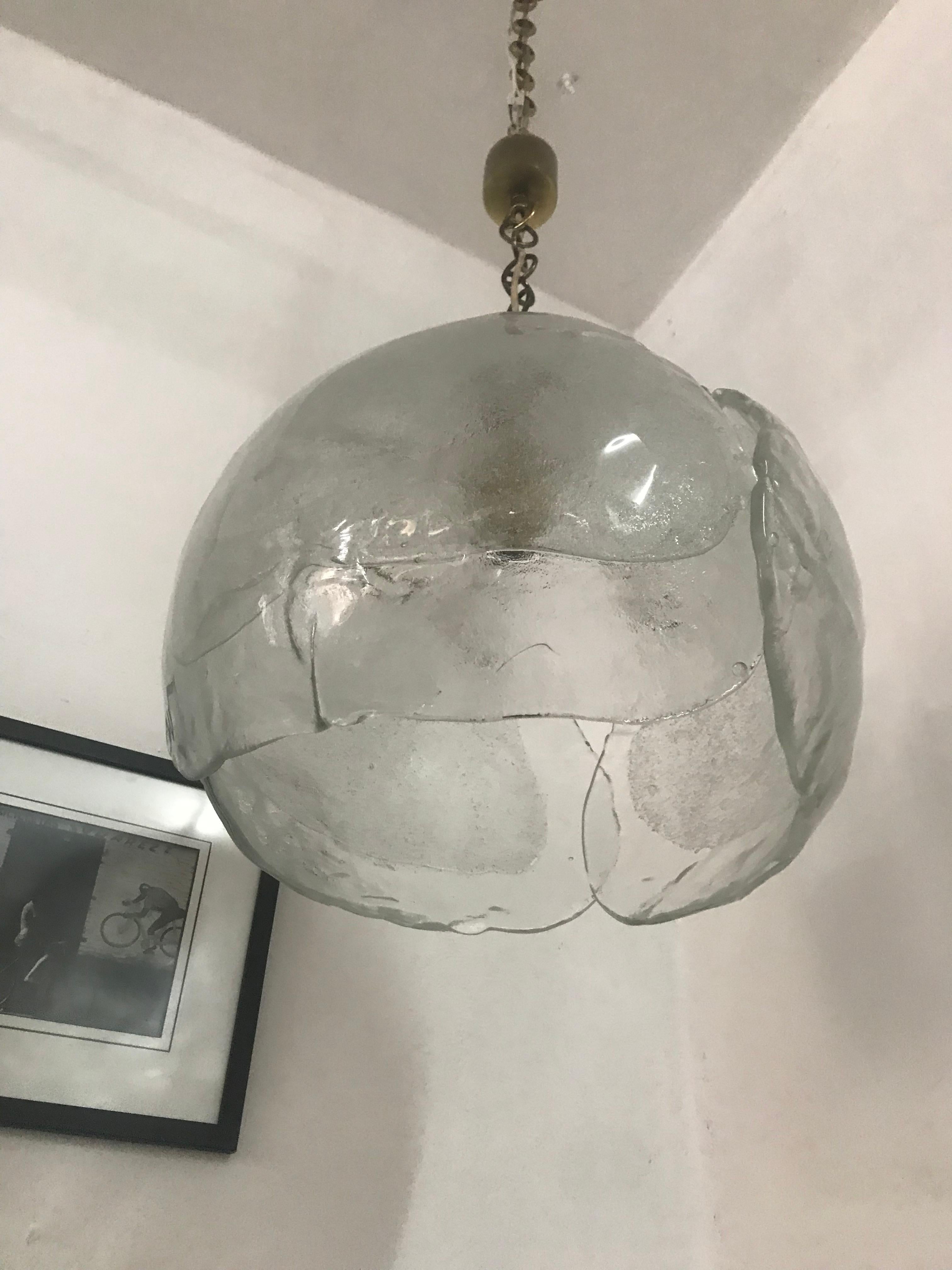 XX secolo Lampadario moderno di metà secolo Kaiser Leuchten con vetro Mazzega in vendita