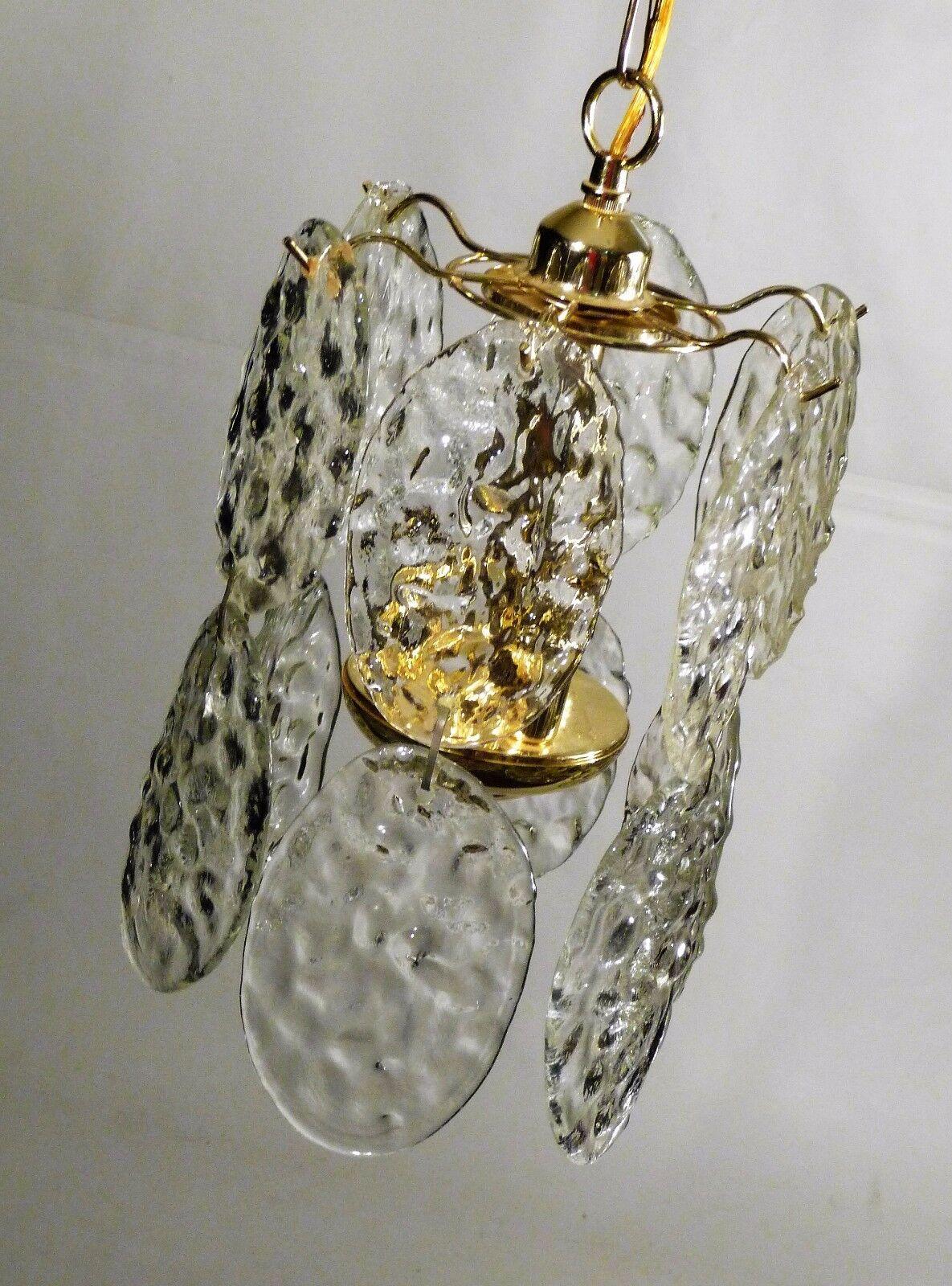 For your serious consideration is this Austrian multi tier oval rippled disc form three light, two level Kalmar Blatt retro vintage mid century modern modernism mod chandelier in very good vintage condition.. US candelabra sockets, original wiring .
