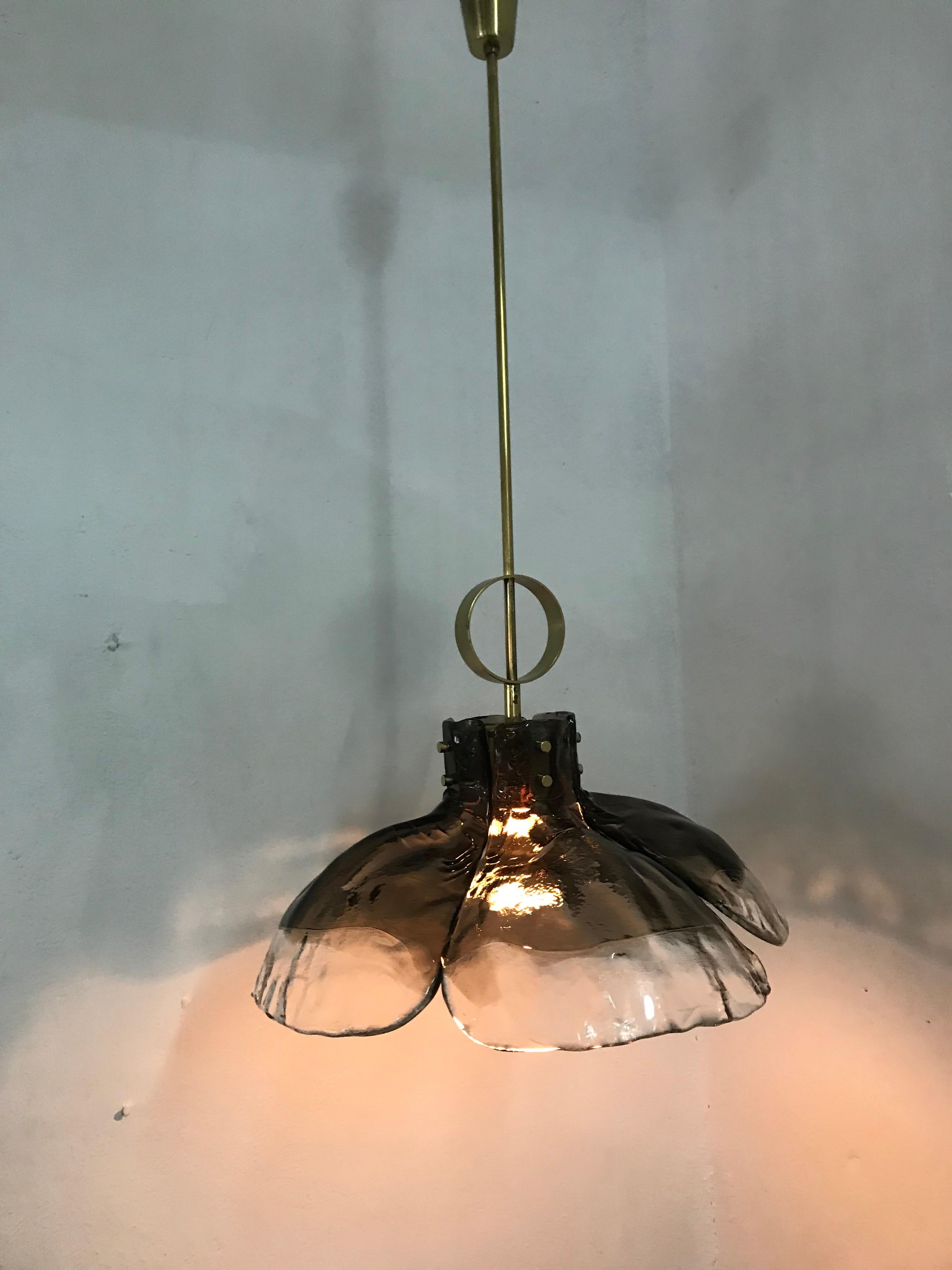 German Mid-Century Modern Kalmar Chandelier with Mazzega Glass, circa 1970 For Sale