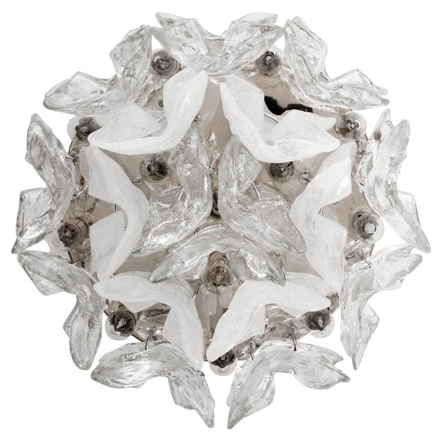 Mid-Century Modern Kalmar Flush Mount Light 'Catena', Chrom Murano Glas, 1970er Jahre (Österreichisch) im Angebot
