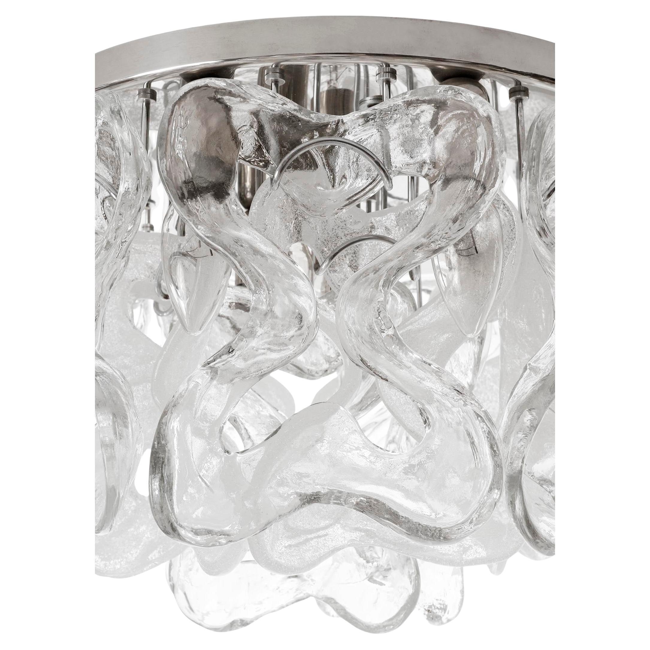 Mid-Century Modern Kalmar Flush Mount Light 'Catena', Chrom Murano Glas, 1970er Jahre (Ende des 20. Jahrhunderts) im Angebot