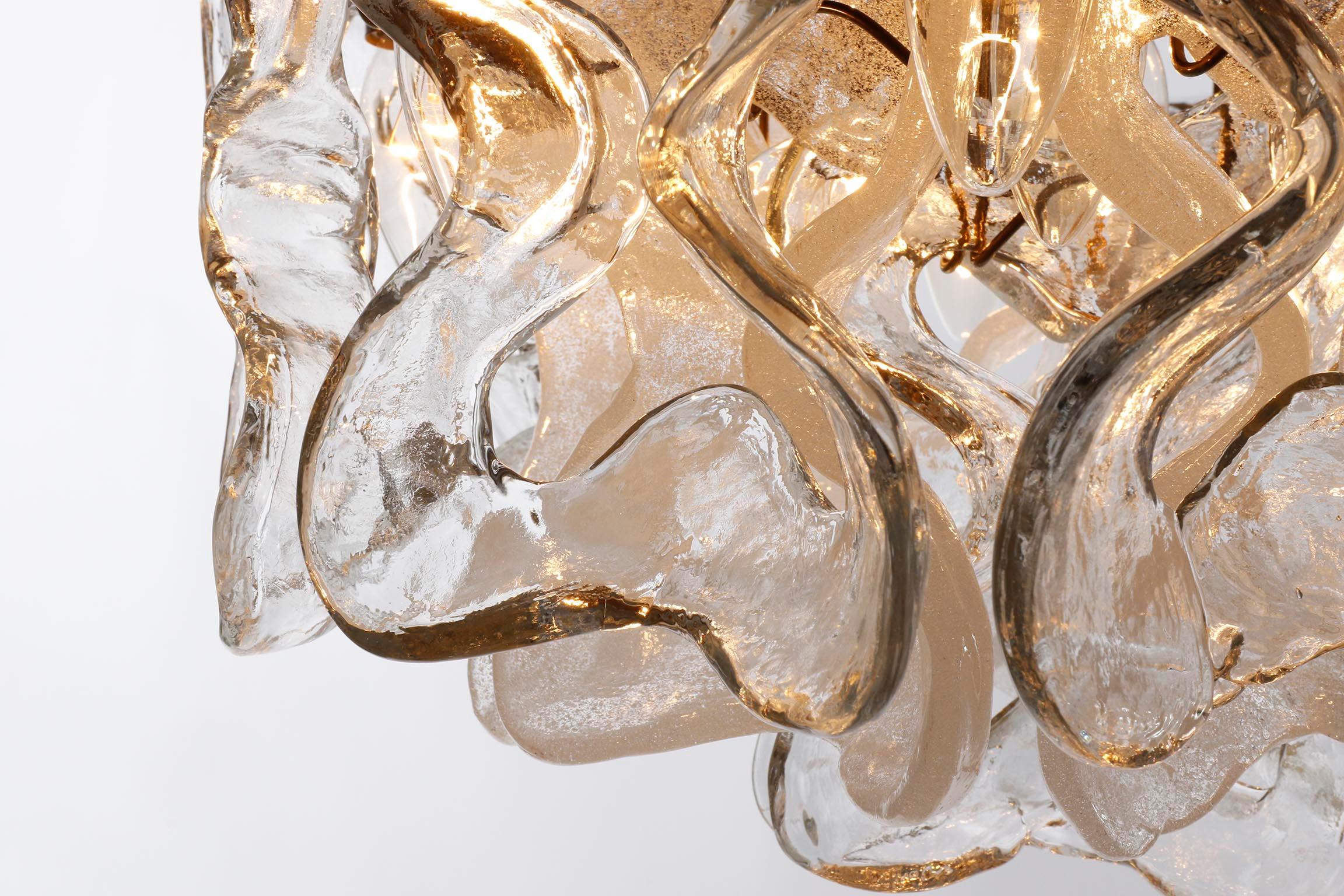 Mid-Century Modern Kalmar Flush Mount Light 'Catena', Chrom Murano Glas, 1970er Jahre im Angebot 1