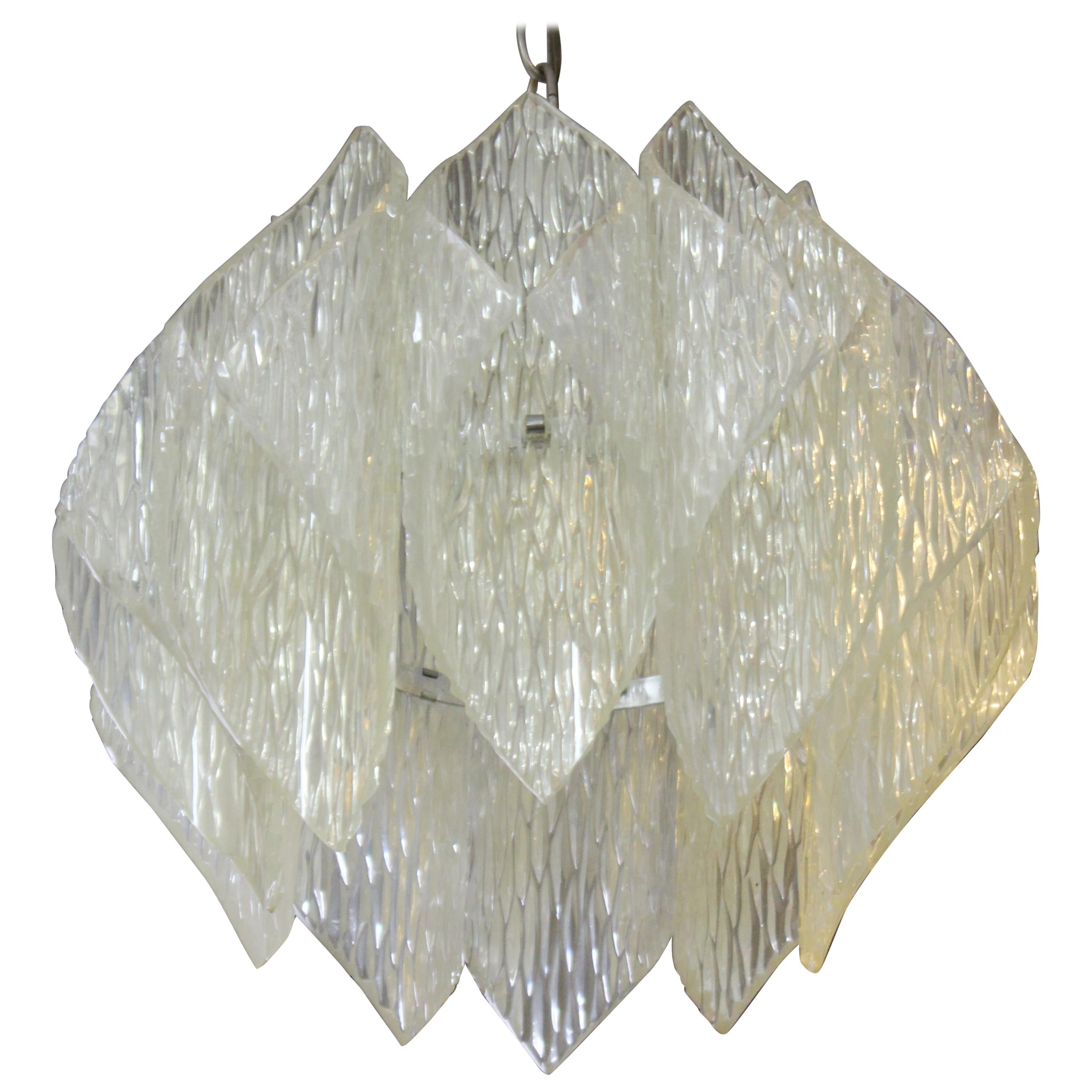 Mid-Century Modern Kalmar Style Pendant In Folded Acrylic For Sale