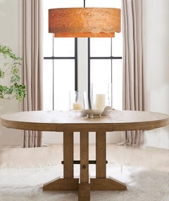 Mid-Century Modern Karelian Burl Double Drum 36" Chandelier with Live Edge