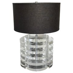 Mid-Century Modern Karl Springer Stacked Disc Lucite Table Lamp, 1970s