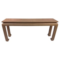 Used Mid-Century Modern Karl Springer Style Grasscloth Console Table