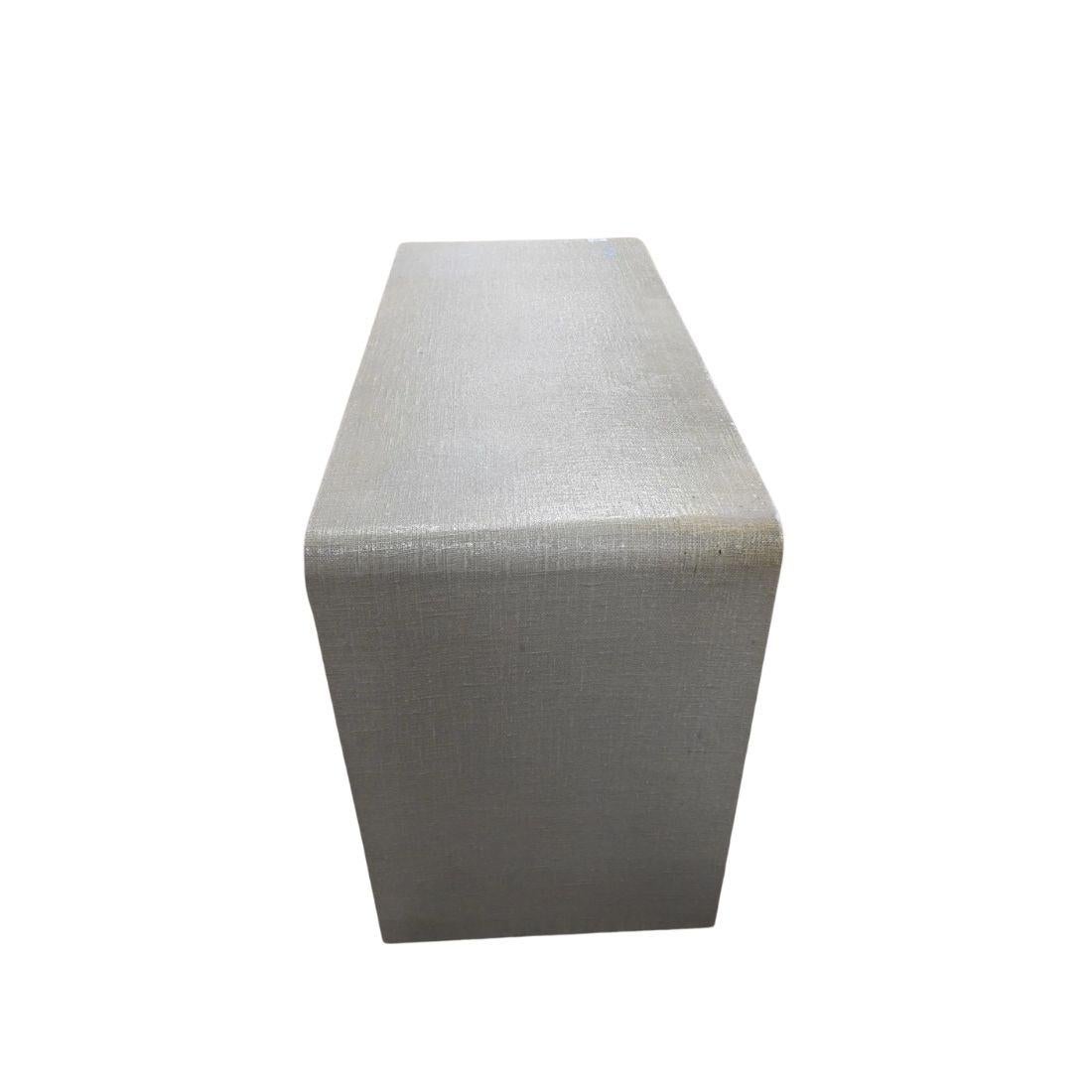 Mid Century Modern Karl Springer Style Linen Console With Drawers In Good Condition For Sale In Locust Valley, NY