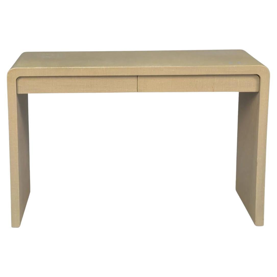Mid Century Modern Karl Springer Style Linen Console With Drawers For Sale