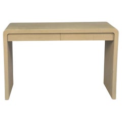 Console en lin de style Karl Springer mi-siècle moderne avec tiroirs