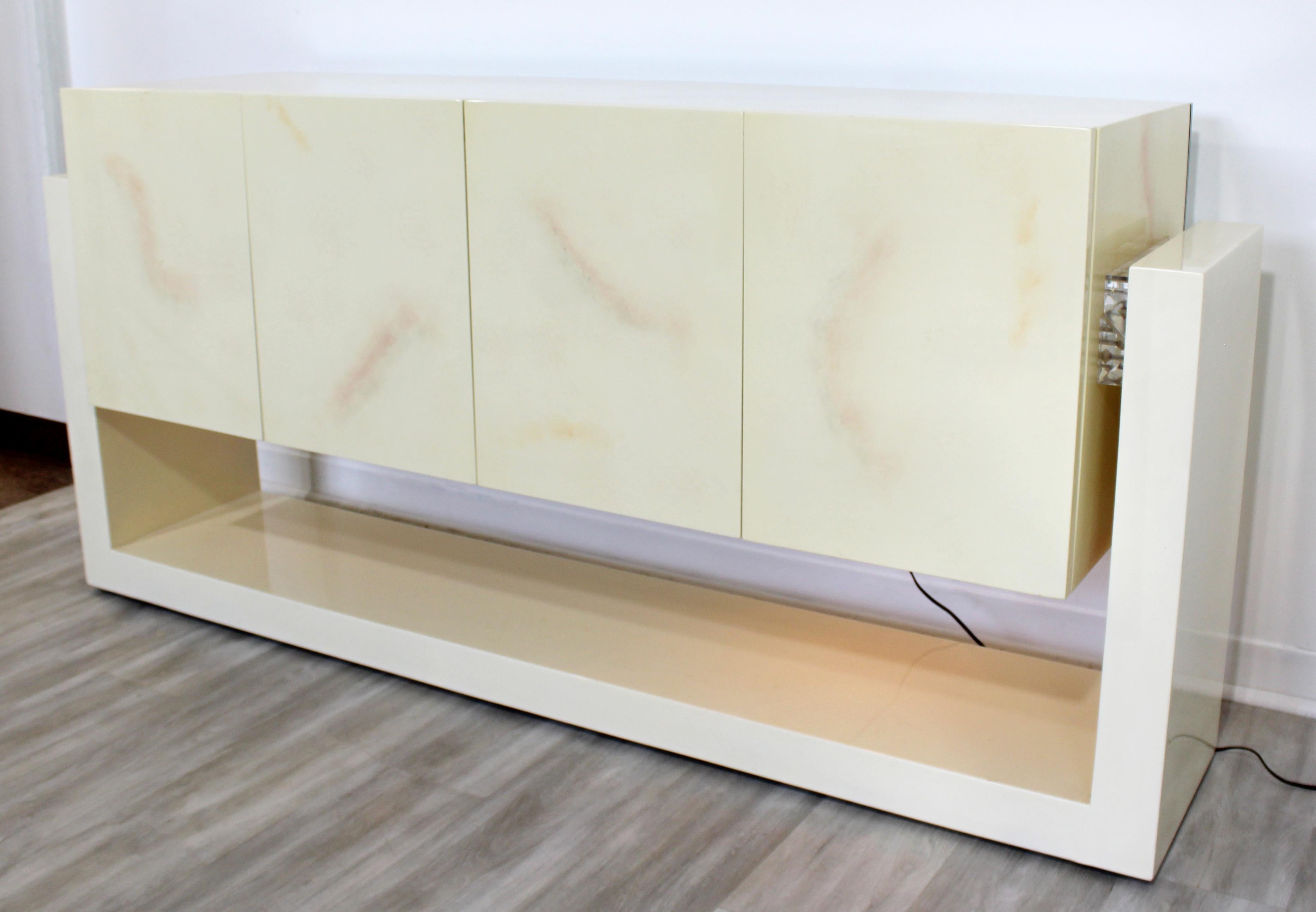 American Mid-Century Modern Karl Springer Style Lucite & Lacquer Sideboard Credenza 1970s