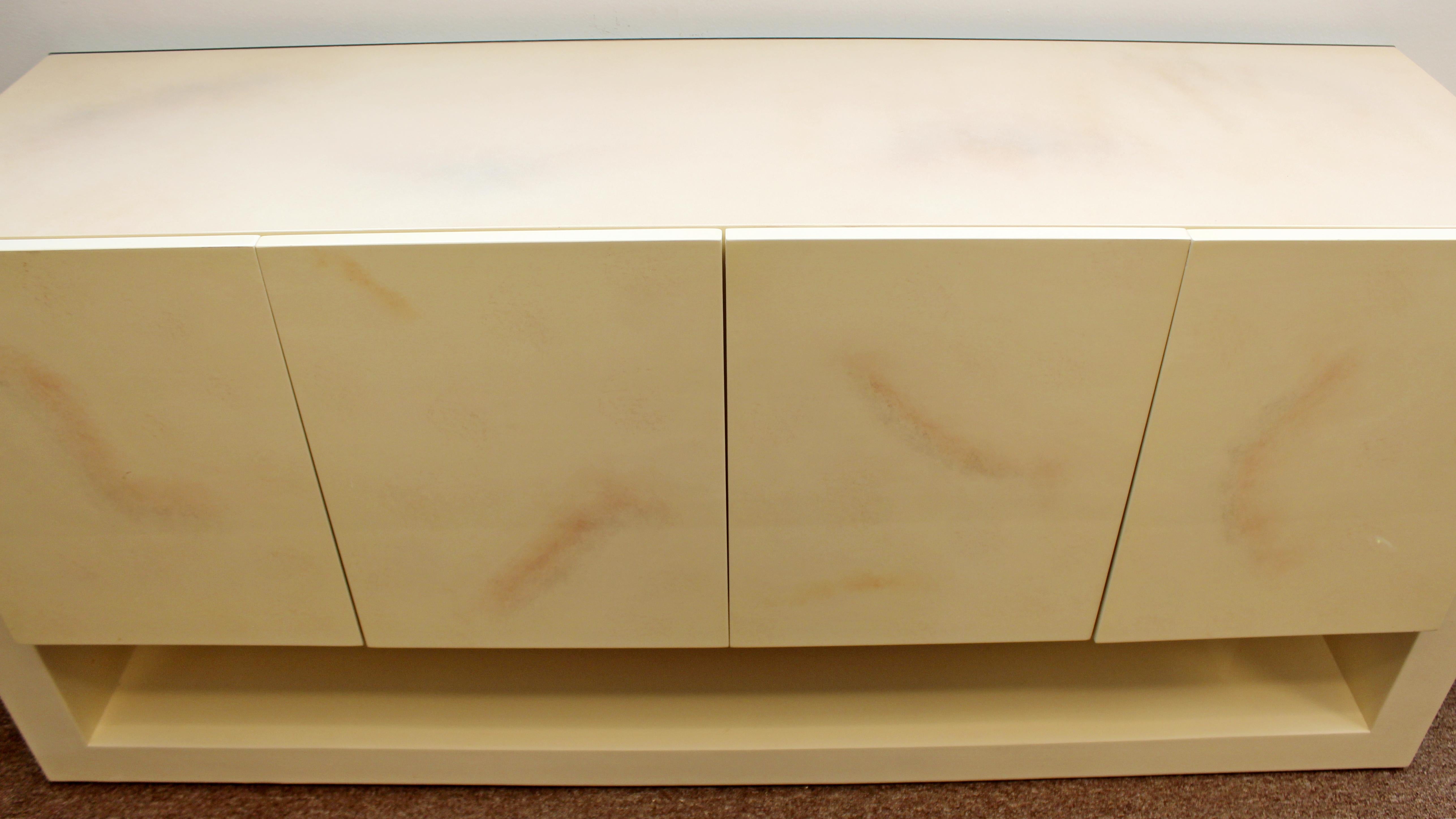 Mid-Century Modern Karl Springer Style Lucite & Lacquer Sideboard Credenza 1970s 3