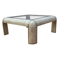 Mid Century Modern Karl Springer Style Tessellated Marble Coffee Table