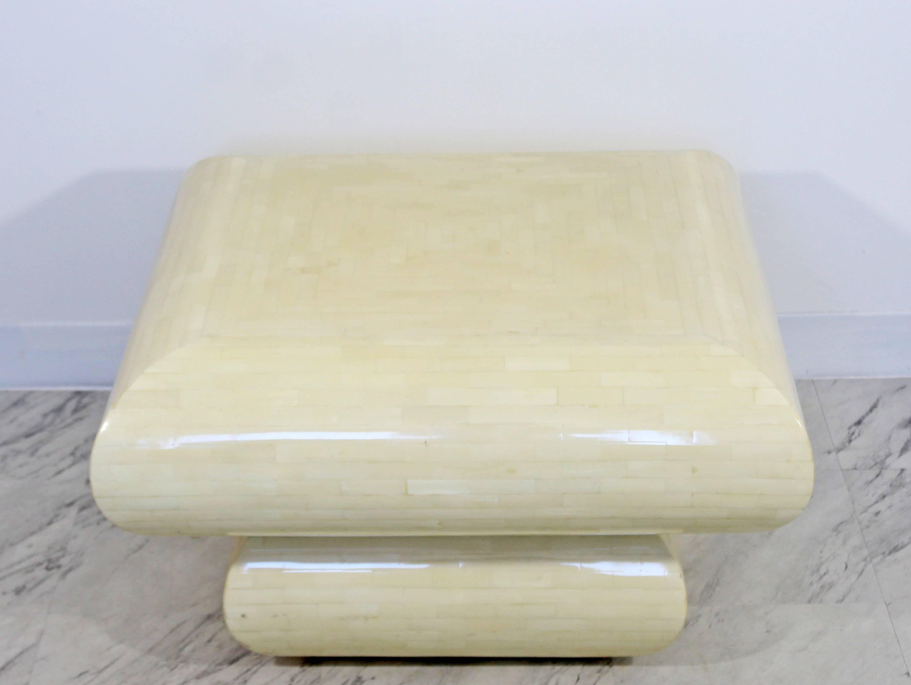 American Mid-Century Modern Karl Springer Style Tessellated Square Coffee Table, 1970s