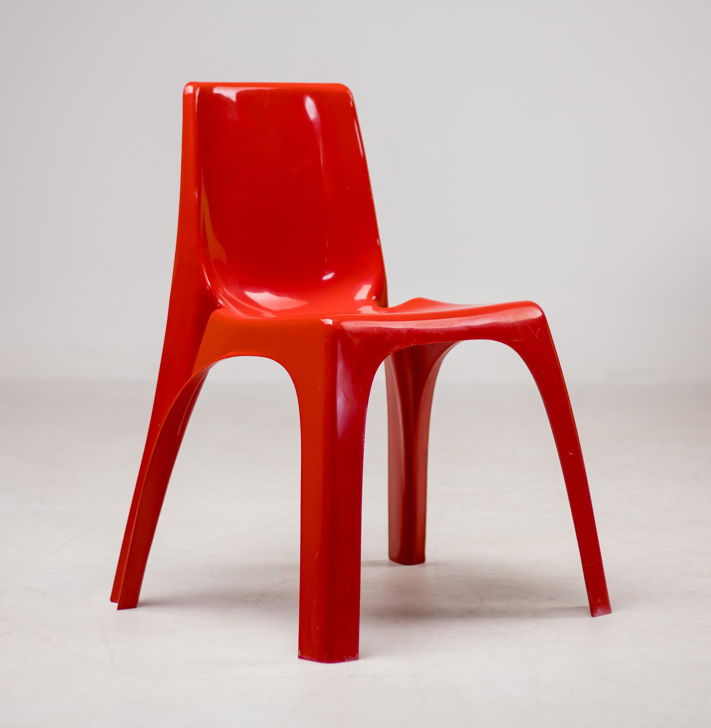 Moderner Kartell Giorgina Castiglioni 4850 Roter Kunststoffstuhl aus der Mitte des Jahrhunderts 1965 im Angebot 3