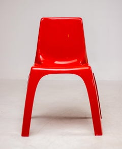 Mid Century Modern Kartell Giorgina Castiglioni 4850 Red Plastic Chair 1965